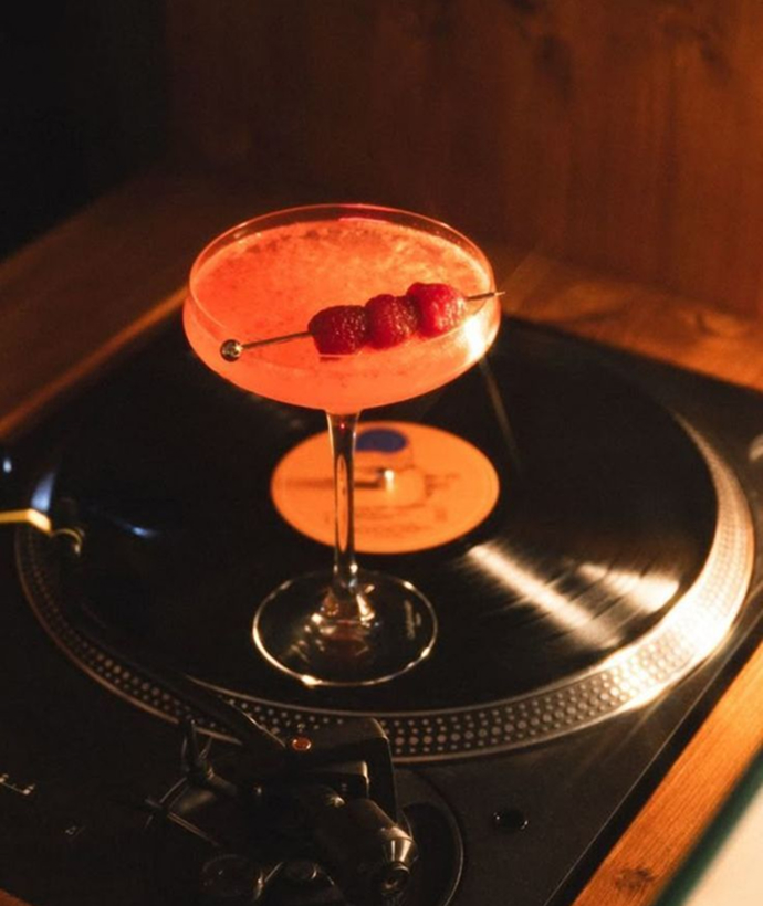 Cocktail on a turntable
