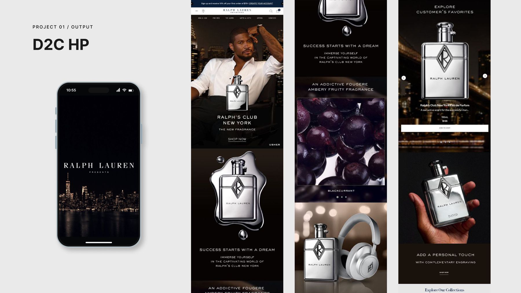D2C homepage — mobile flow