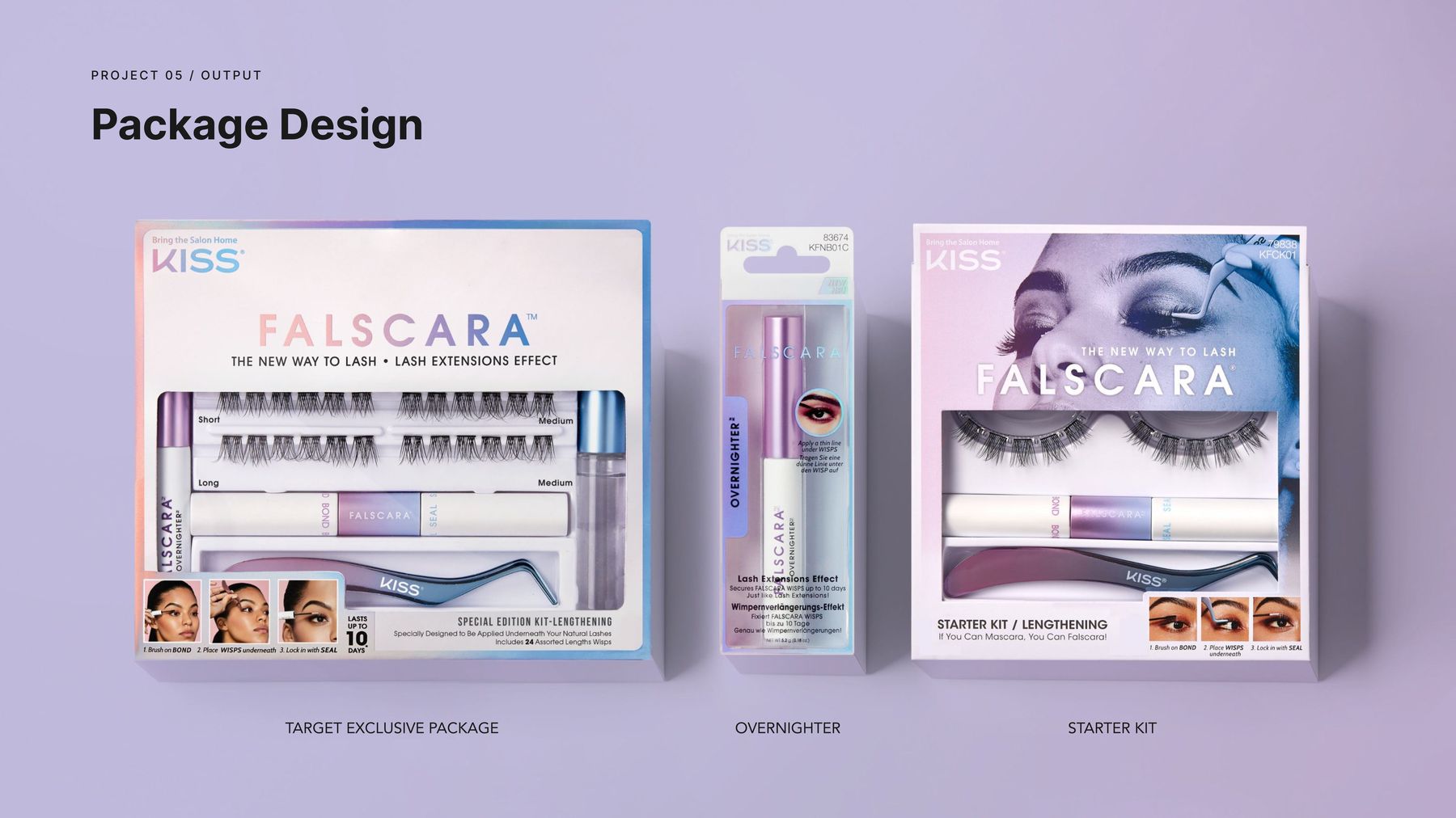 Falscara package design — Target Exclusive, Overnighter, Starter Kit