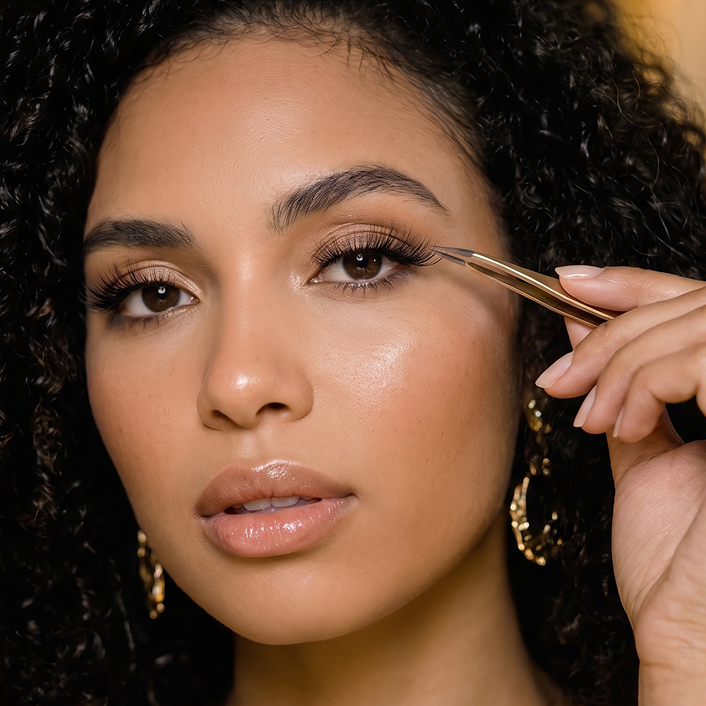 Lash application close-up