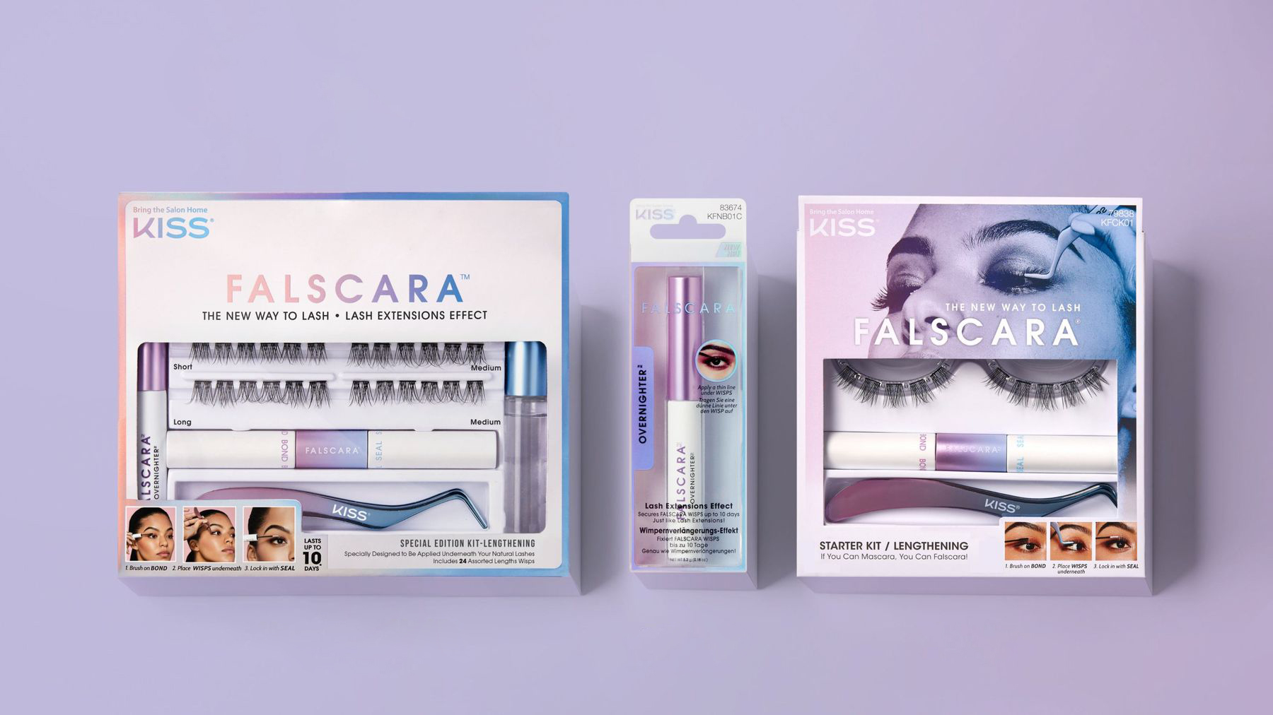 Falscara package design — Special Edition Kit, Overnighter, Starter Kit