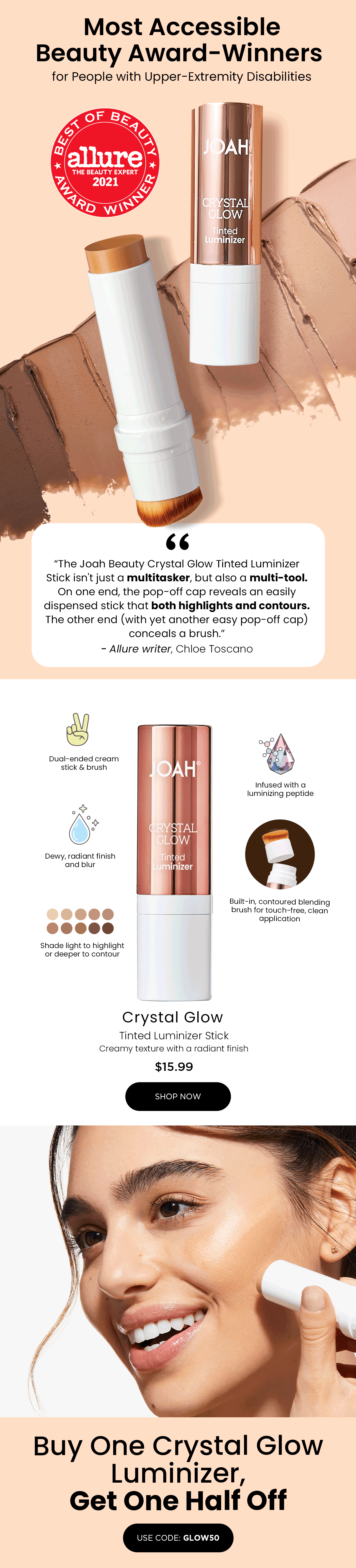 Crystal Glow email — Allure Best of Beauty accessibility feature